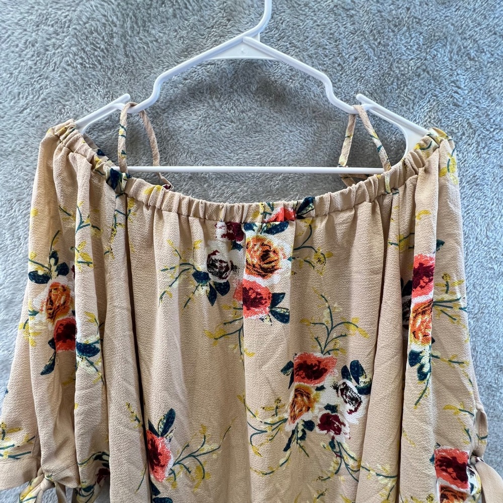 Floral Off the Shoulder 5XL Tie Sleeve‎ Boho Cottagecore Peasant Romantic